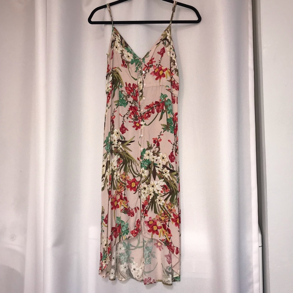 Bershka floral straps pink summer dress
